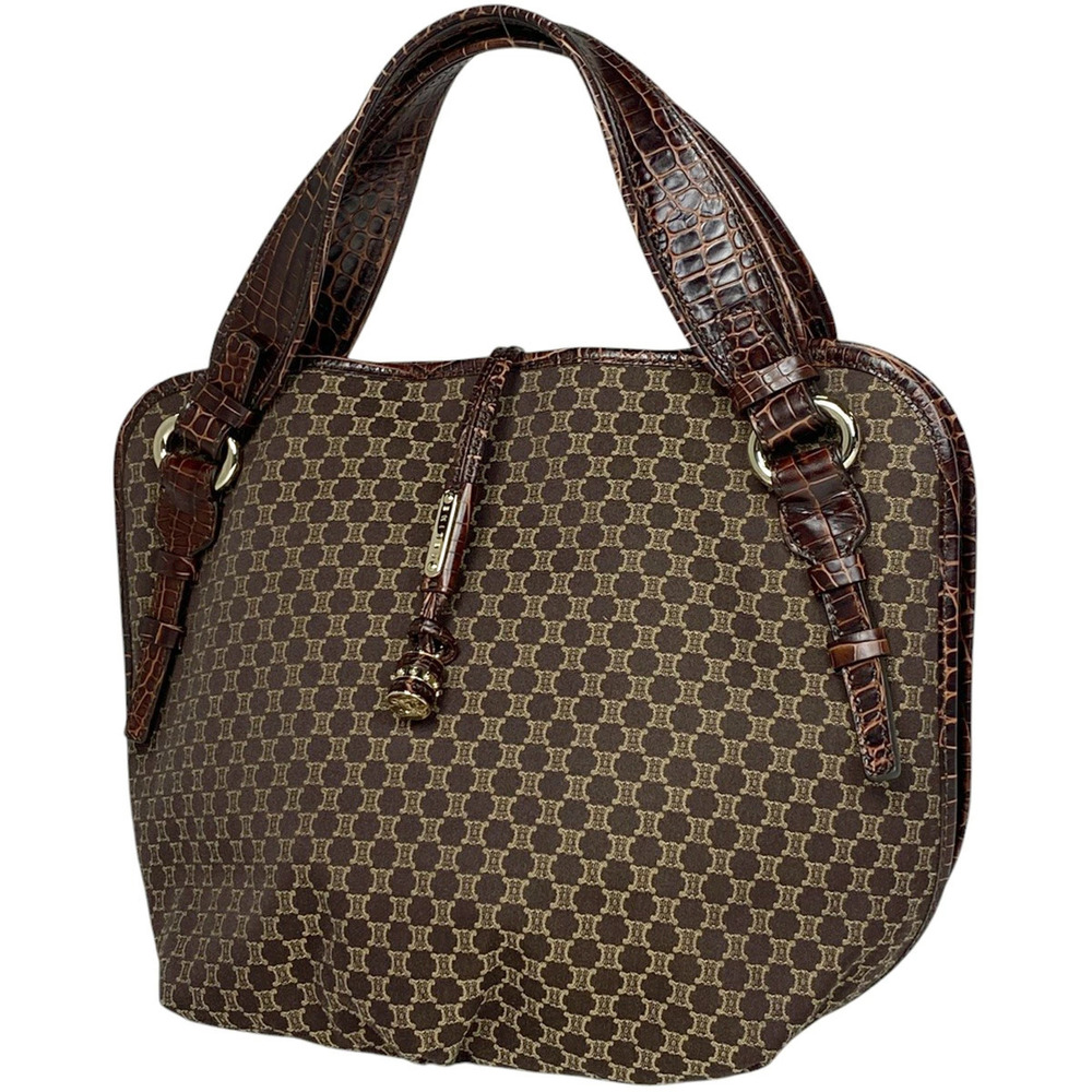 Celine Macadam handbag logo canvas dark brown